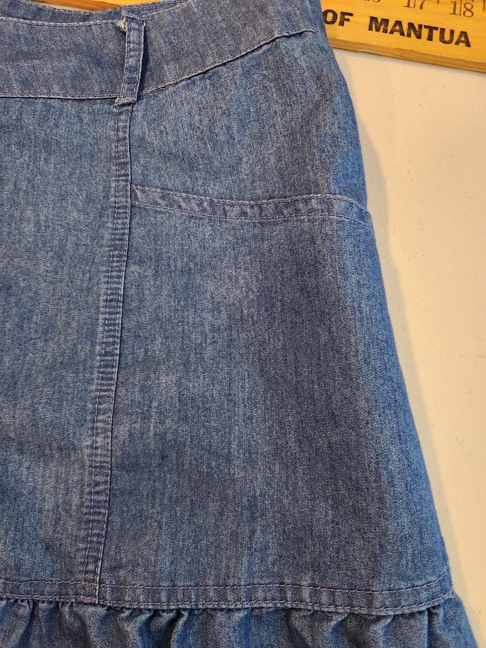 Earth Mama Button-Front Denim Tiered Skirt Hippie Crunchy Granola Teachercore - Picture 6 of 6